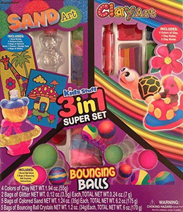 Kids Stuff 3 In 1 Super Set Sand Art, Clay Art, Bouncing Balls